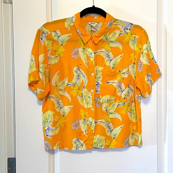 Forever 21 Orange Hawaiian Print Blouse - Picture 1 of 4